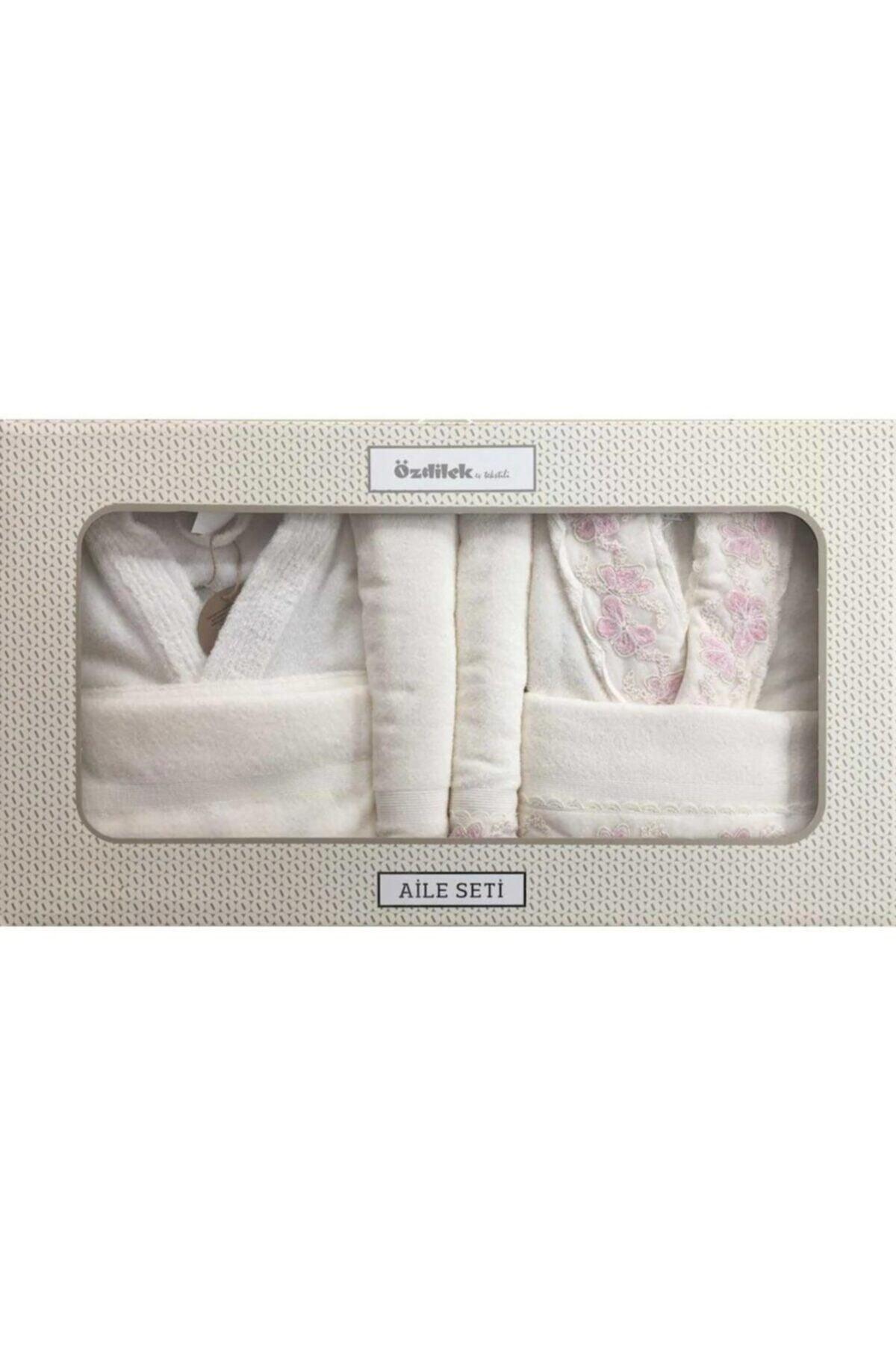 Wingy Cream Pink Guipure Family Bathrobe Set Bathrobe - Swordslife