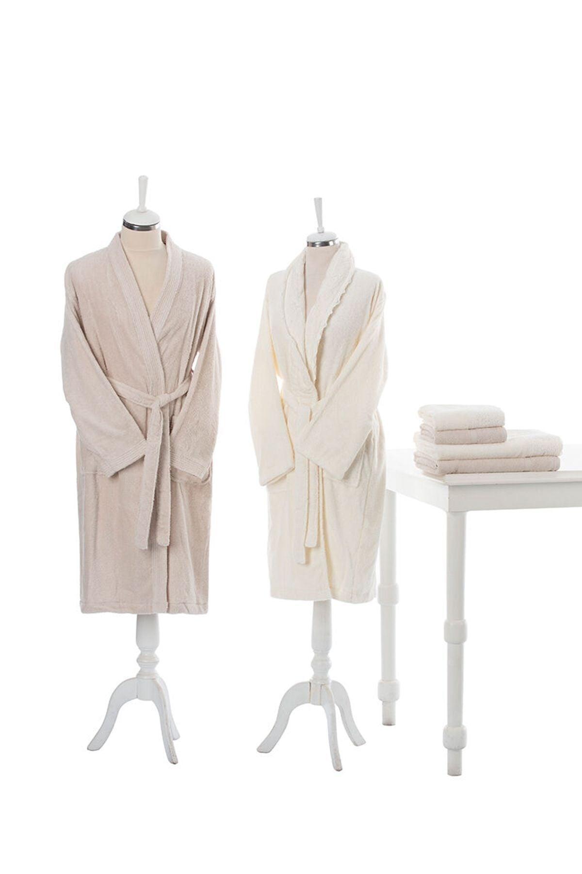 Brown Cream Orchid Guipure Robe Set - Swordslife