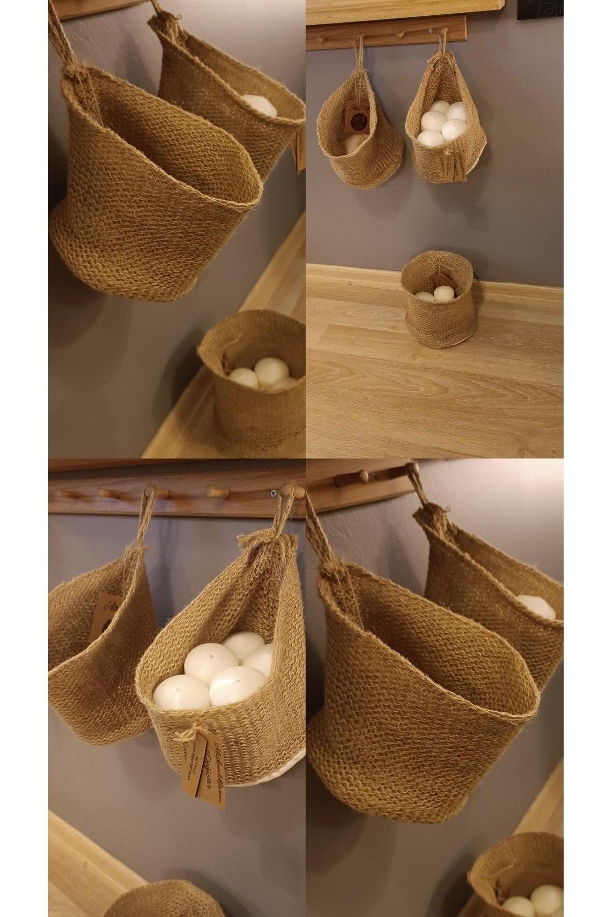 1 Piece Decorative Wicker Basket, Jute Weave, Hanging Wall Basket Organizer - Swordslife