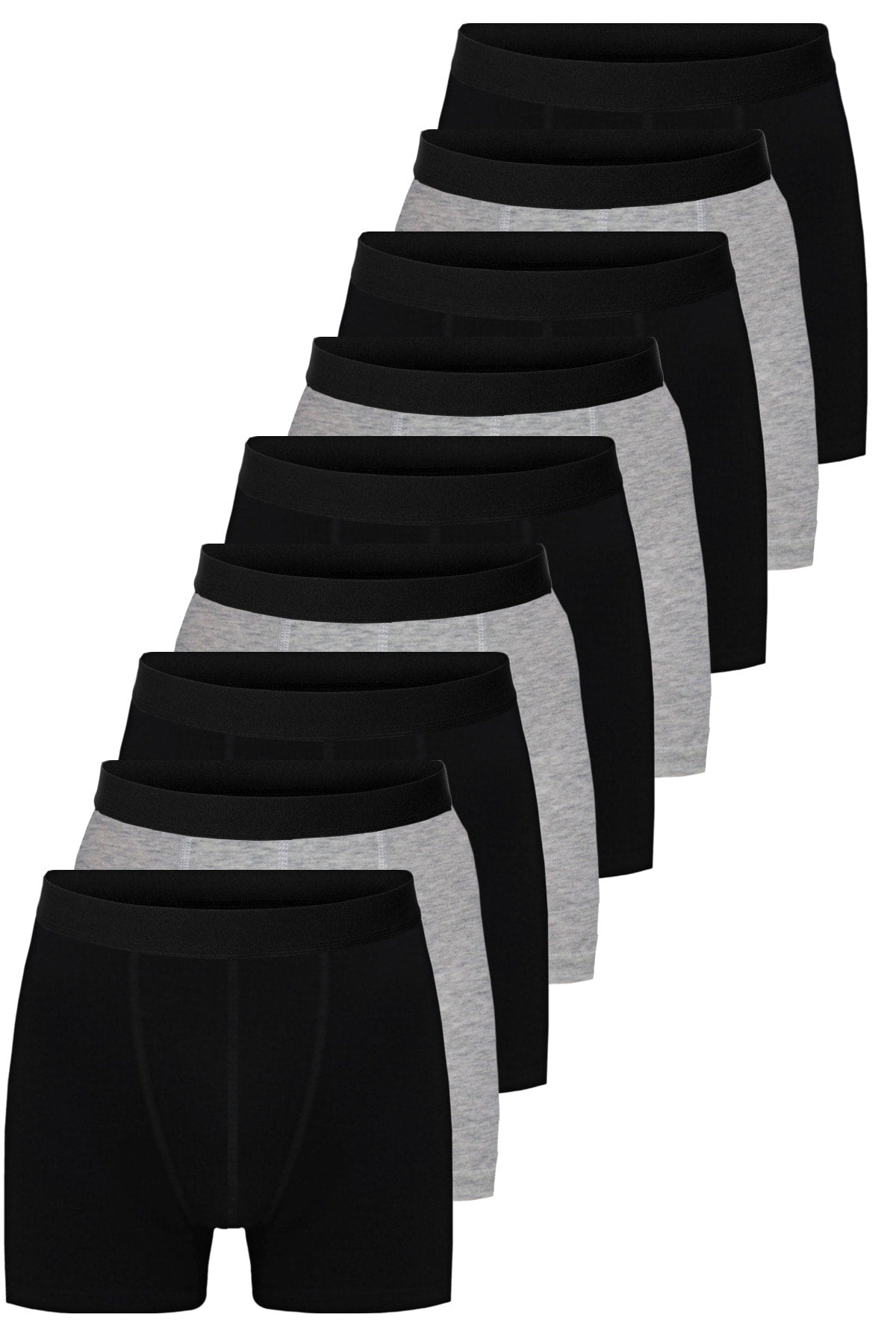 Black Gray Men's 9 Pack Cotton Boxer