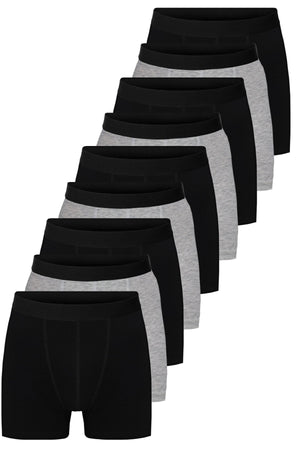 Black Gray Men's 9 Pack Cotton Boxer