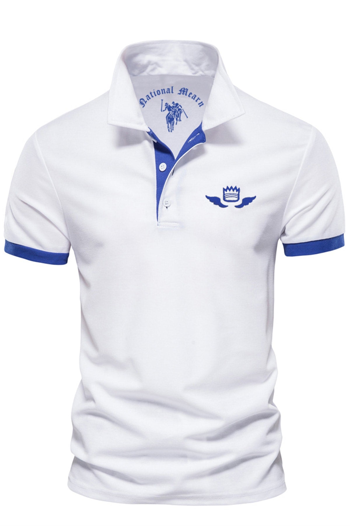 Poseidon Polo Collar White Men's T-shirt