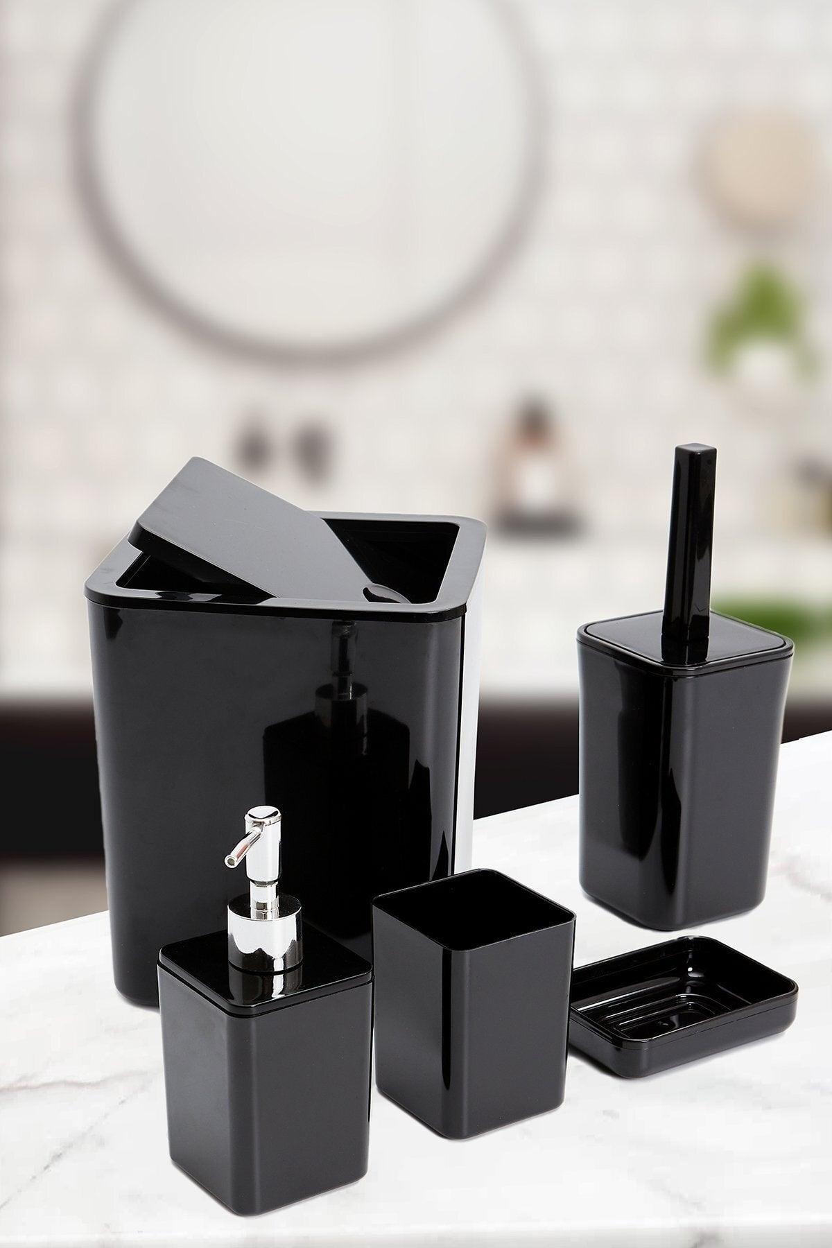 Lisbon 5 Piece Bath Set Black Acrylic - Swordslife