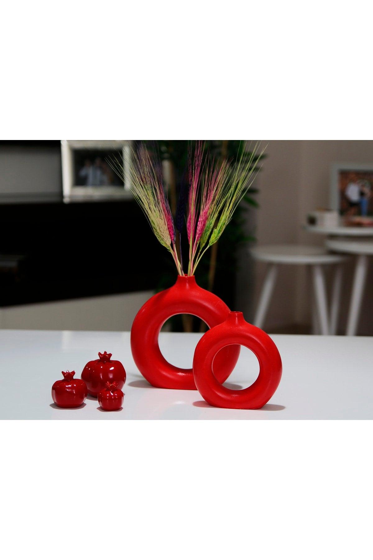 Ring Vase Bohemian Vase Set of 2 Red - Swordslife