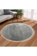 Dinarsu Fringed Single Round Post Plush Bath Mat Gel Non-Slip Base Gray 100 Cm - Swordslife