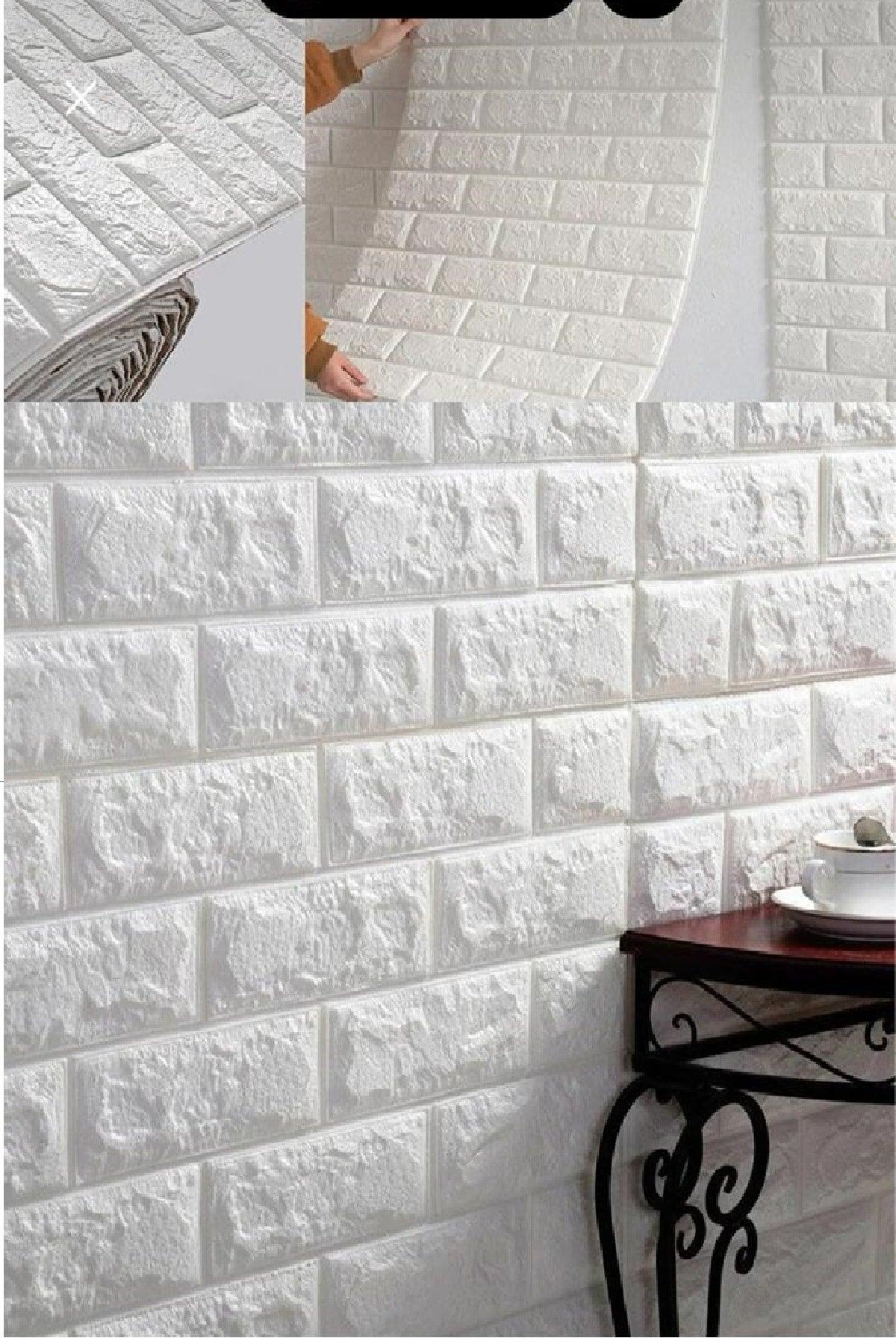 Self Adhesive Wallpaper Flexible Foam Panel 3d Dimensional Brick Pattern White - Swordslife