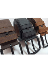 Men's Leather Belt Suitable For Jeans And Canvas 3 Pieces Black Brown Navy Blue Stitched