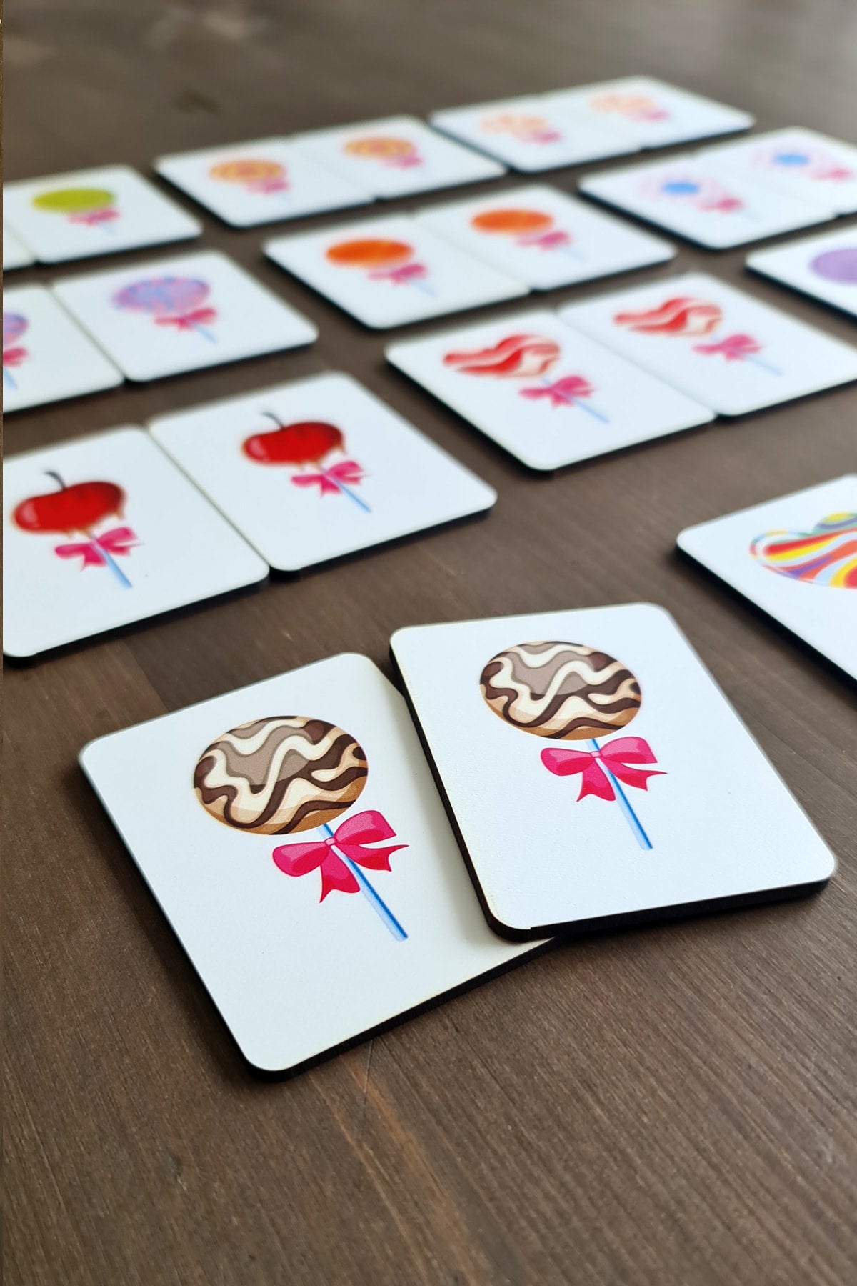 Wooden Lollipop Candies Memory Improvement Matching Game Preschool Intelligence Cards