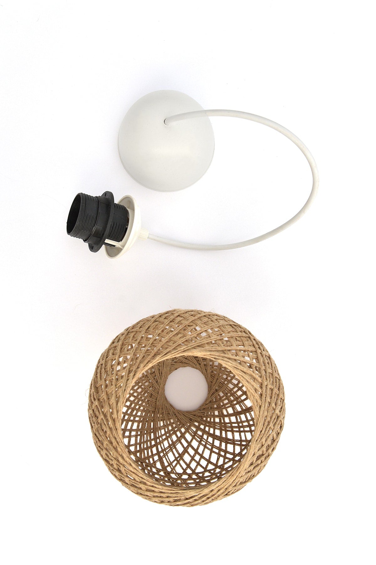 Balle Wicker Pendant Ball Chandelier (White Hanger Set)