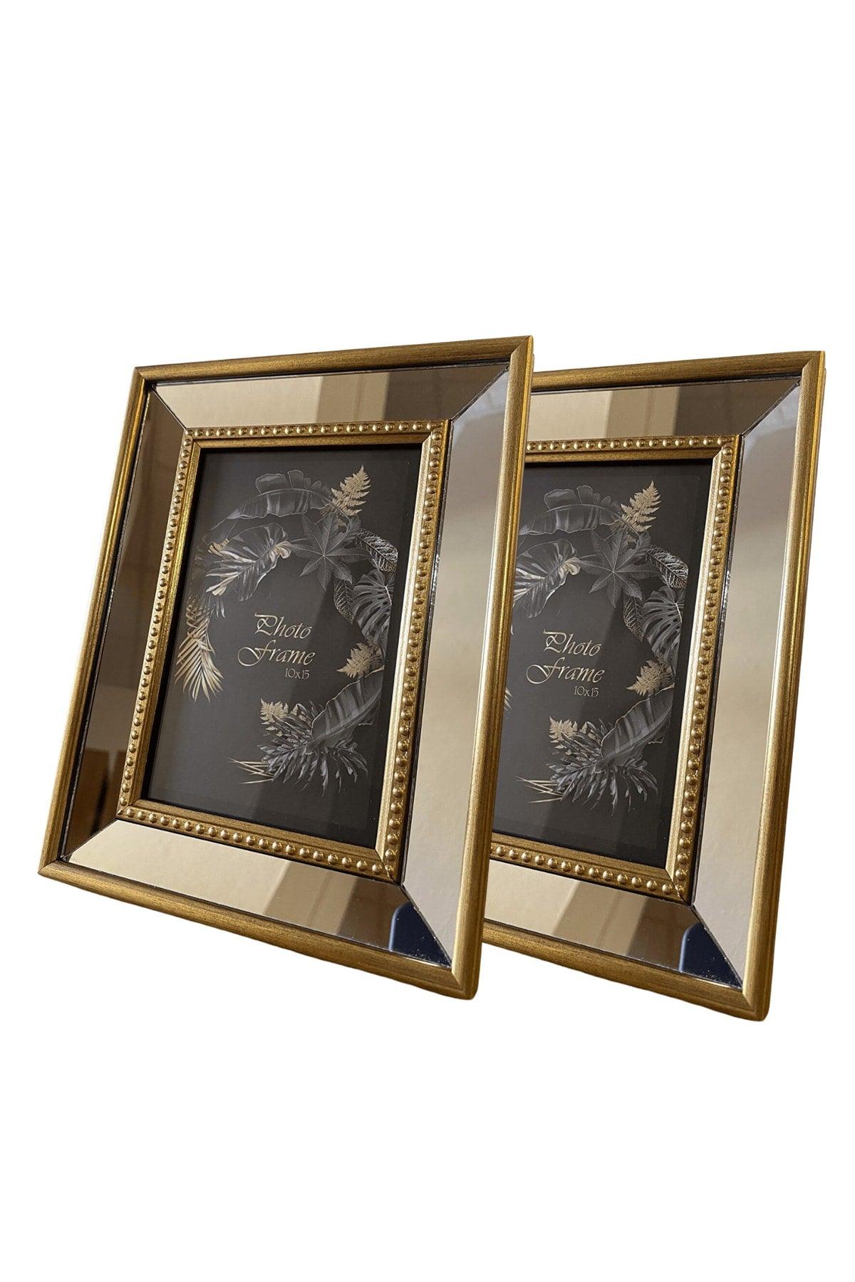 Mirrored Frame, Gold Mirrored Photo Frame, Glass Frame 15x21cm - Swordslife