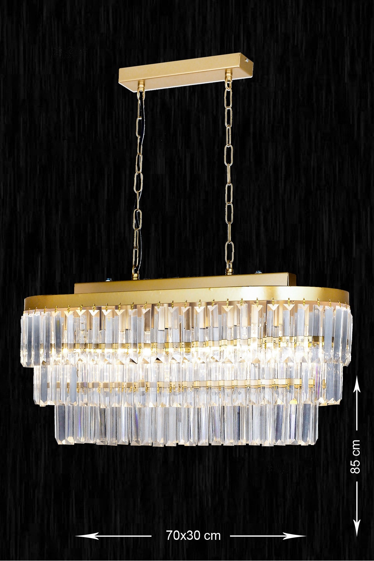 Linsa 70x30 Cm Crystal Glass Stone Luxury Chandelier Above the Dining Table - (yellow Gilding)