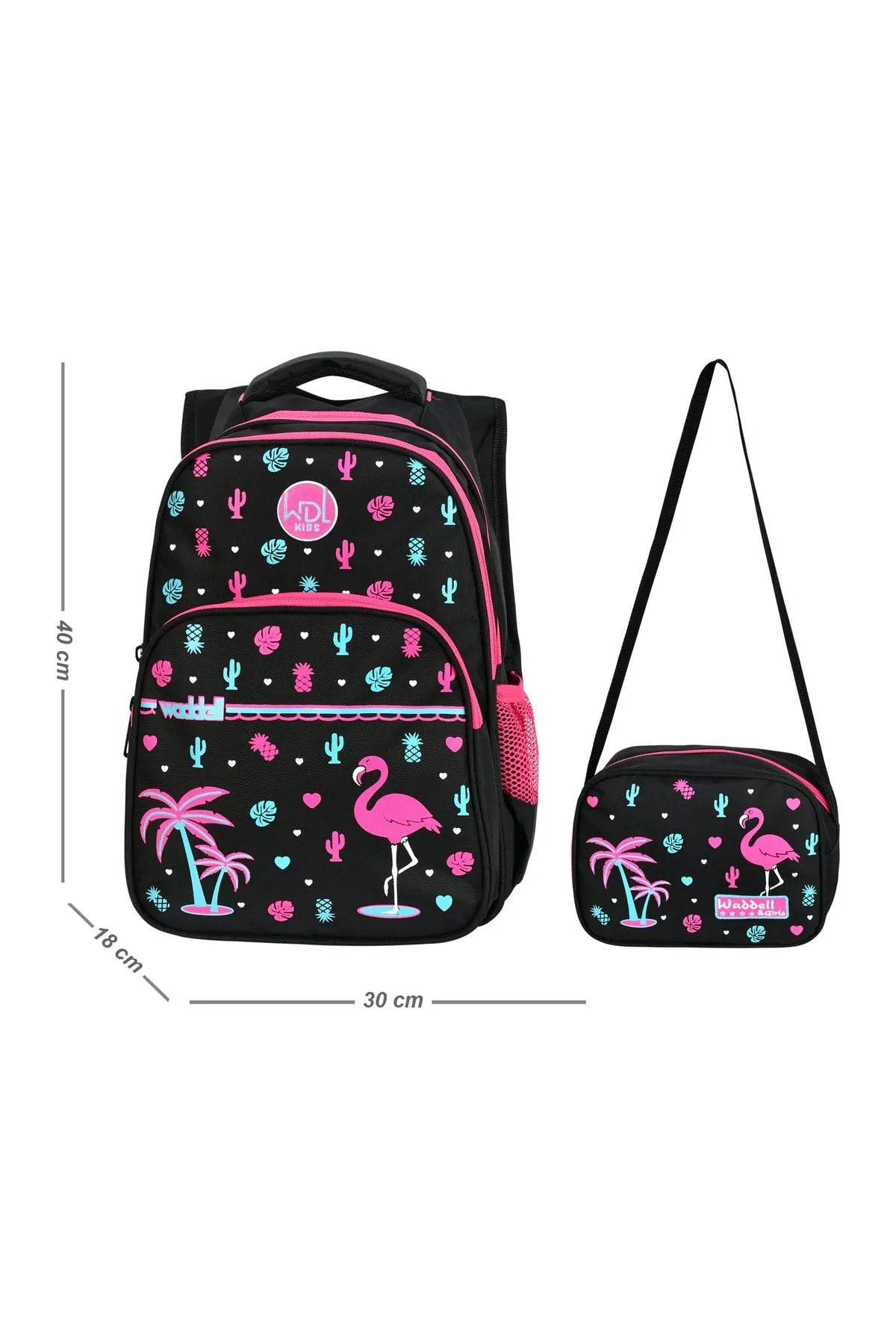 Licensed Palm Flamingo Patterned Primary School Bag And Lunch Box