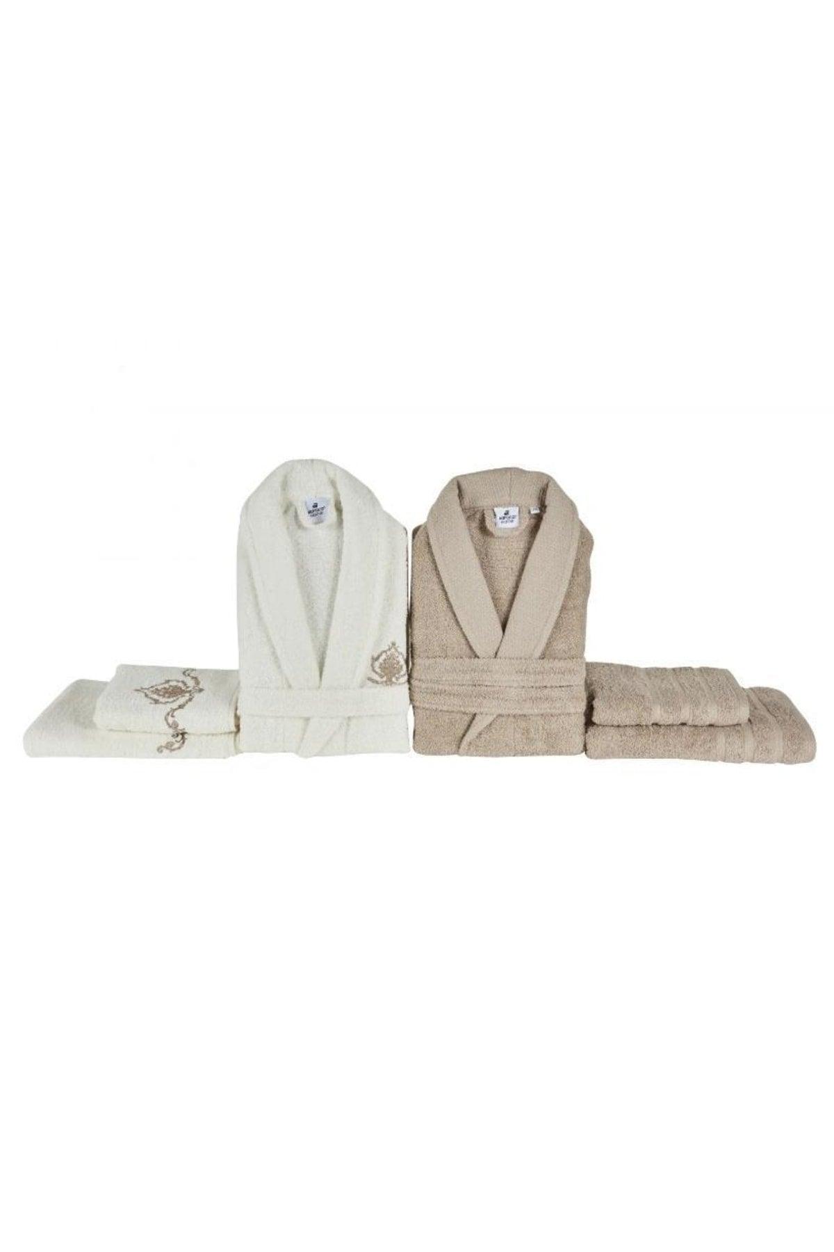 Bathrobe Family Bath Set Desma White/Beige - Swordslife