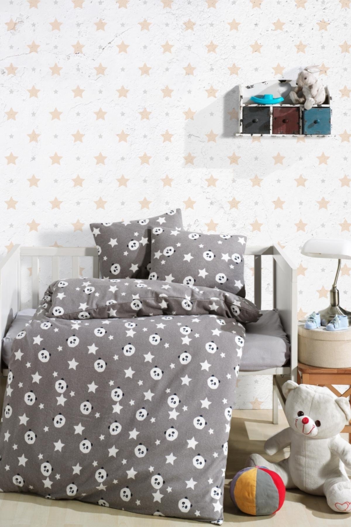 Panda Winter Flannel Baby Duvet Cover Set