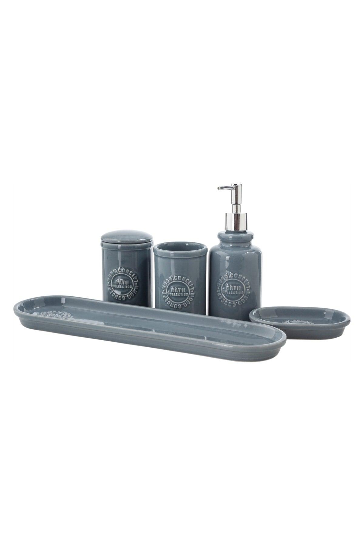 Barnes 5 Box Bathroom Set Glossy Gray - Swordslife