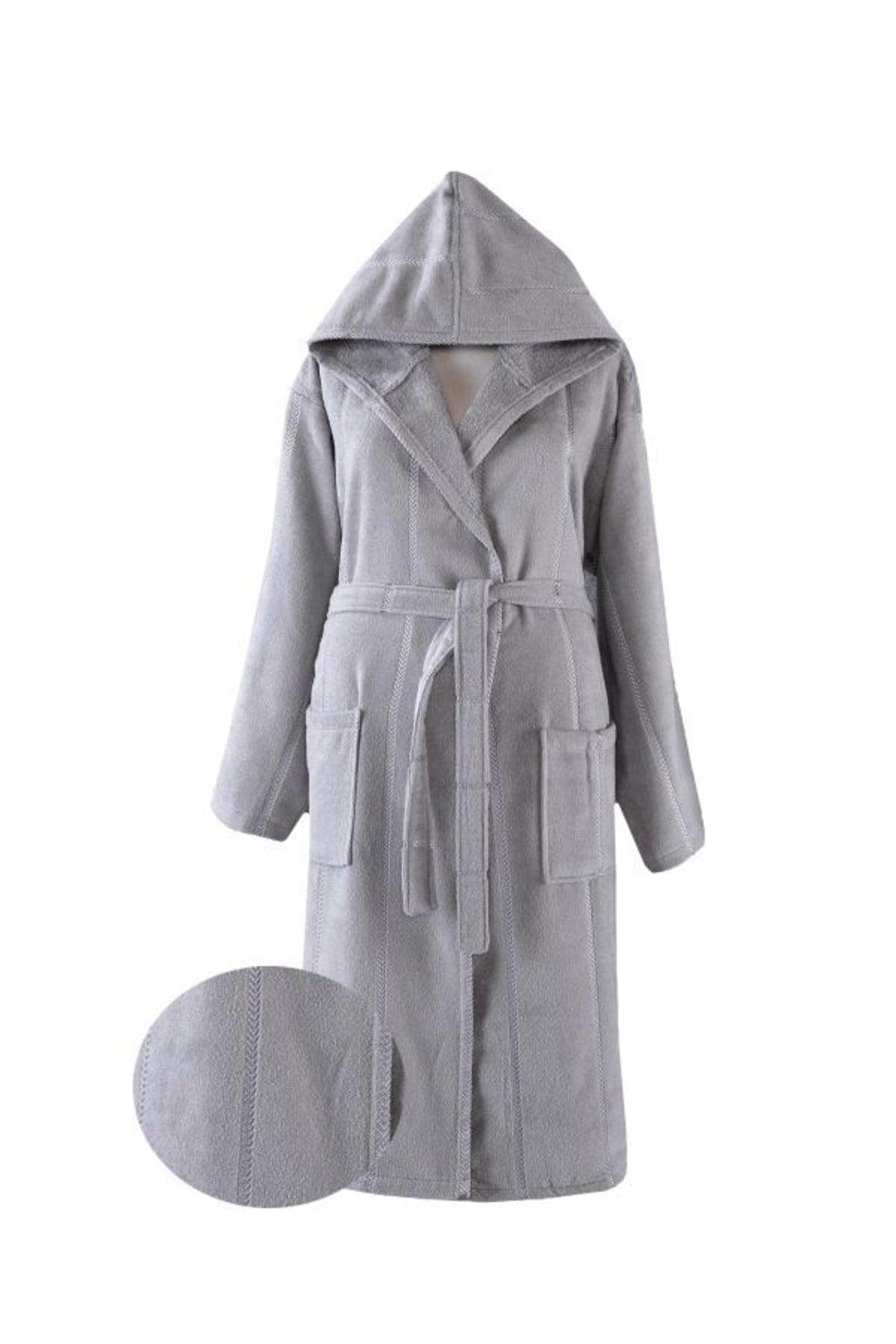 Cotton Hooded Unisex L/xl Bathrobe - Icon Gray Icon Hooded Bathrobe Gray L-xl,bathrobe - Swordslife