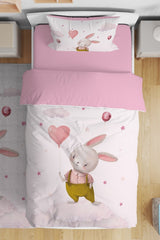 Bubble Rabbit Patterned Single Baby Kids Duvet Cover Set
