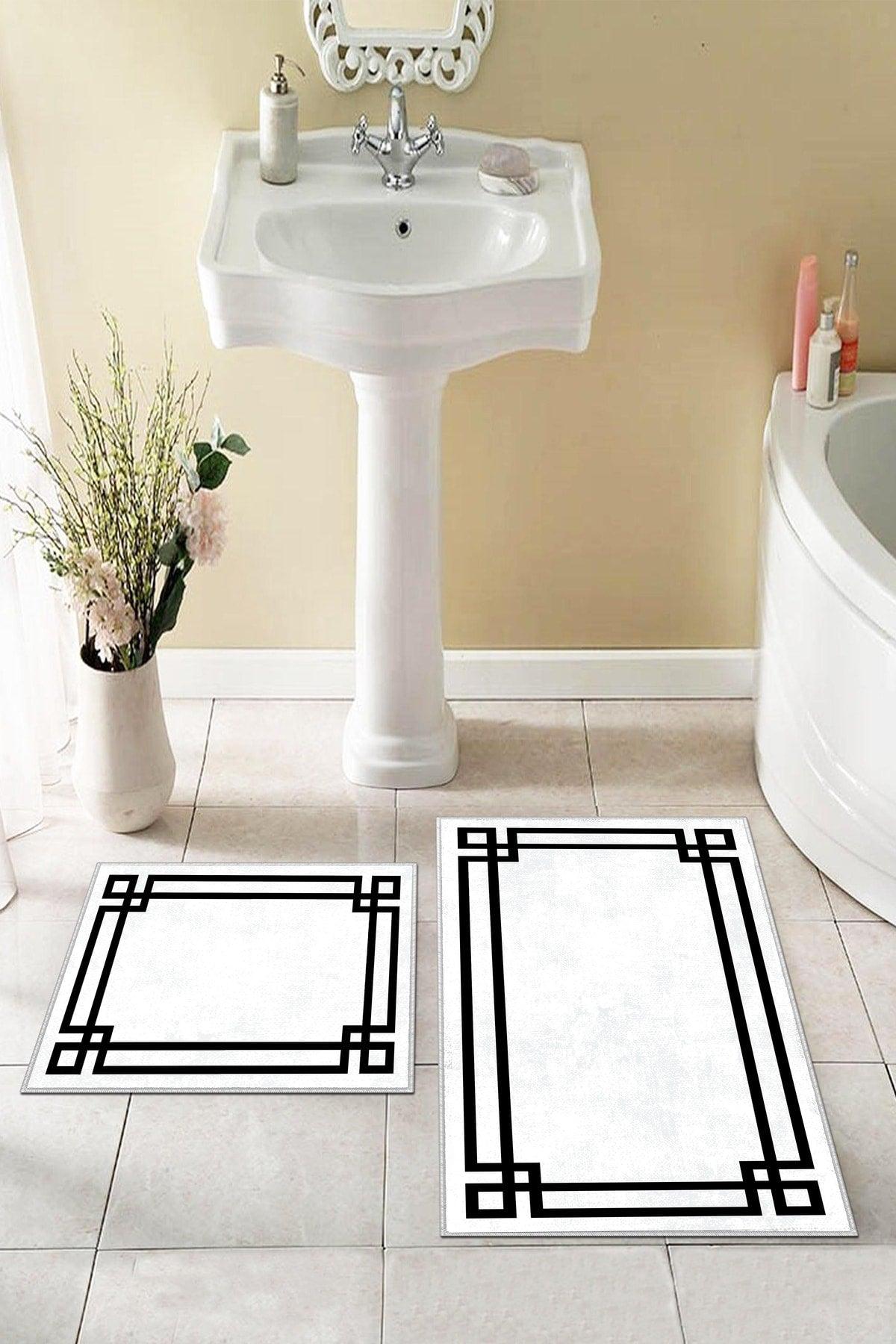 Non-Slip Base Washable 2 Liter 60x100 - 50x60 Bathroom Carpet Doormat Closet Set - Swordslife