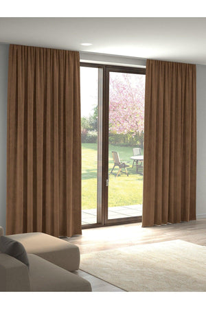 Velvet Textured Deep Brown Island Backdrop Curtain Extrafor Pleated - Swordslife