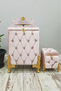 Quilted Powder 3 Pcs Bathroom Set Laundry Basket Mdf Dirty Basket Set - Swordslife