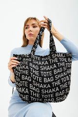 Black U50 Snap Closure The Tote Bag Printed Canvas Fabric Casual Women's Arm And Shoulder Bag U:35