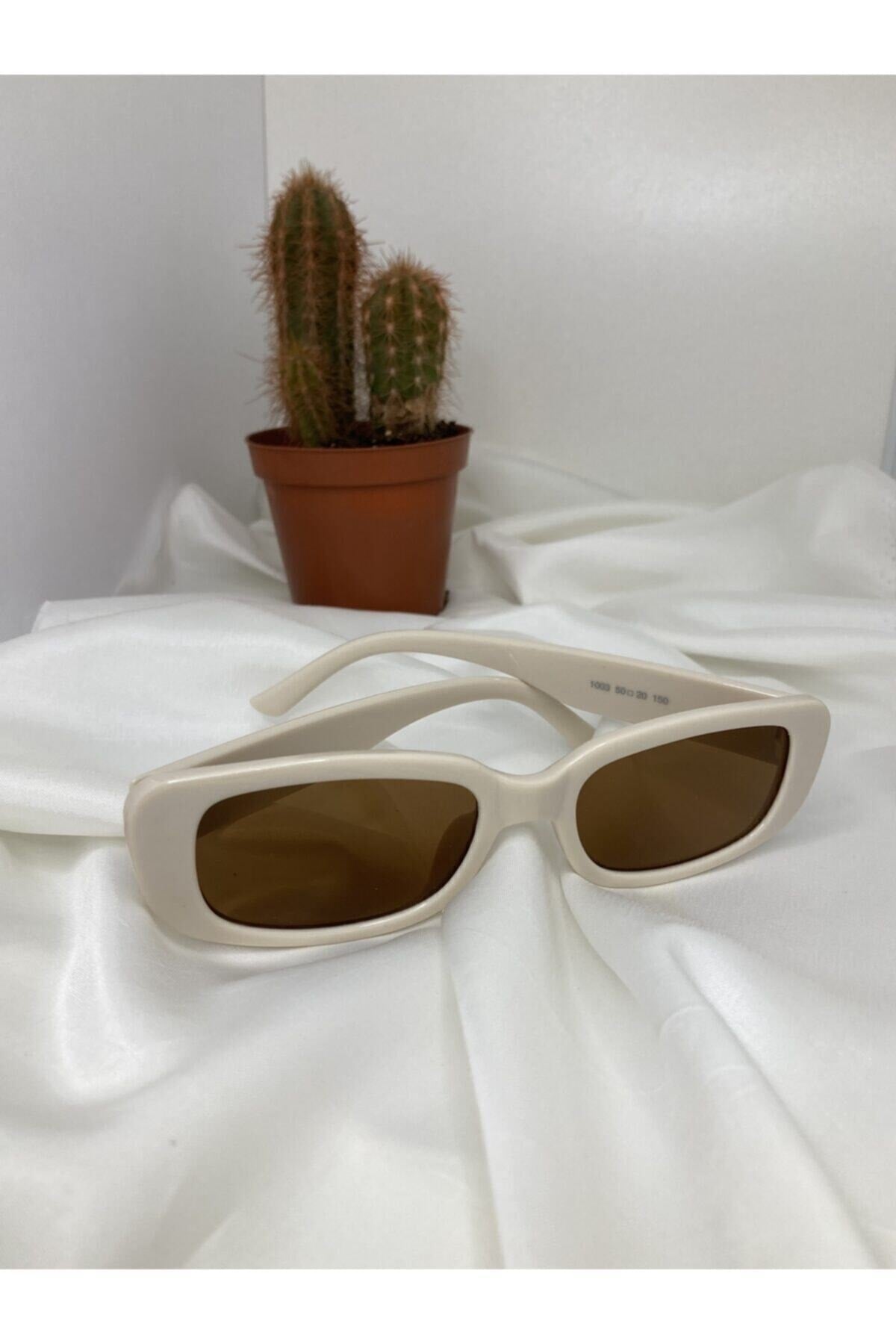 Unisex Vintage Sunglasses Cream Color