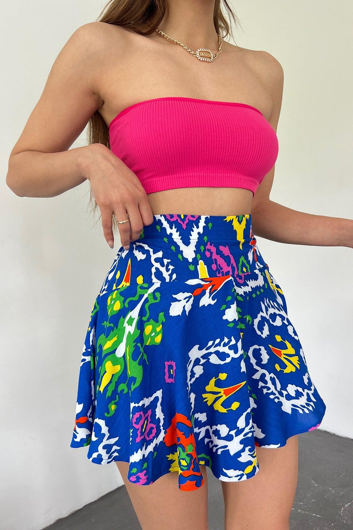 Women's Blue Green Viscose Fabric Summer Shorts Skirt 1905 - Swordslife