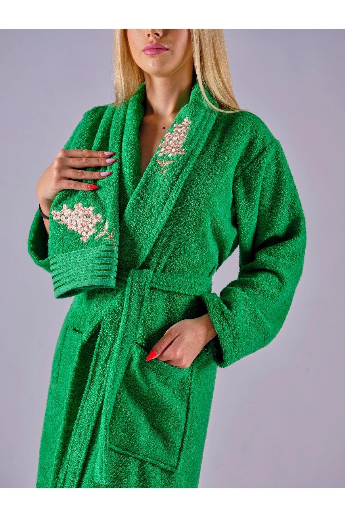 Alya Luxury Embroidered Cotton 2 Piece Bathrobe Set - Swordslife