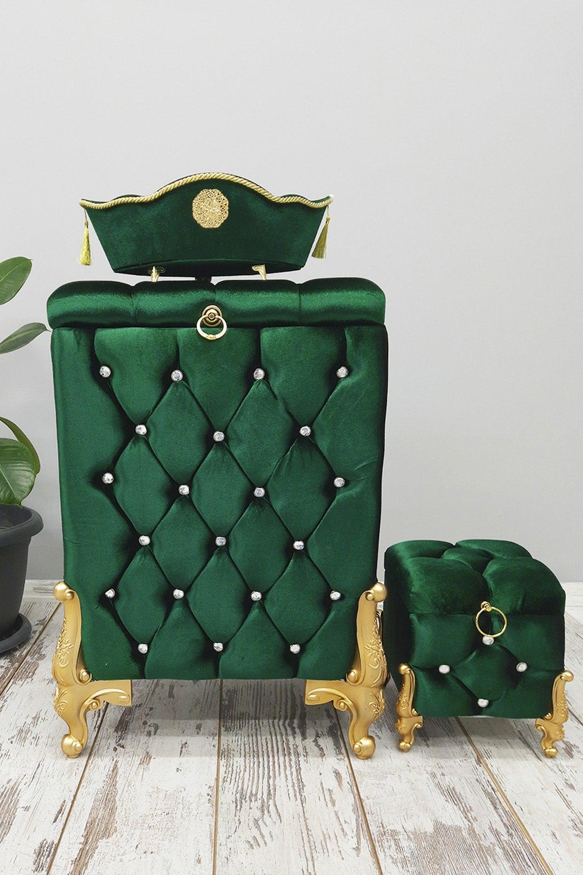 Quilted Emerald Green 3 Pcs Bathroom Set Laundry Basket Set Mdf Dirty Basket Set - Swordslife