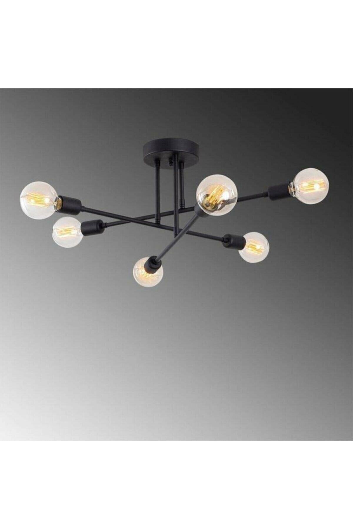 Spider Cross Modern Sports Ceiling Lamp Black Living Room - Kitchen - Bedroom 6-Piece Chandelier (WITHOUT BULB)