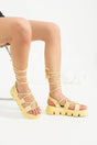 Alberta Yellow Cleopatra Women's Ankle Sandals - Swordslife