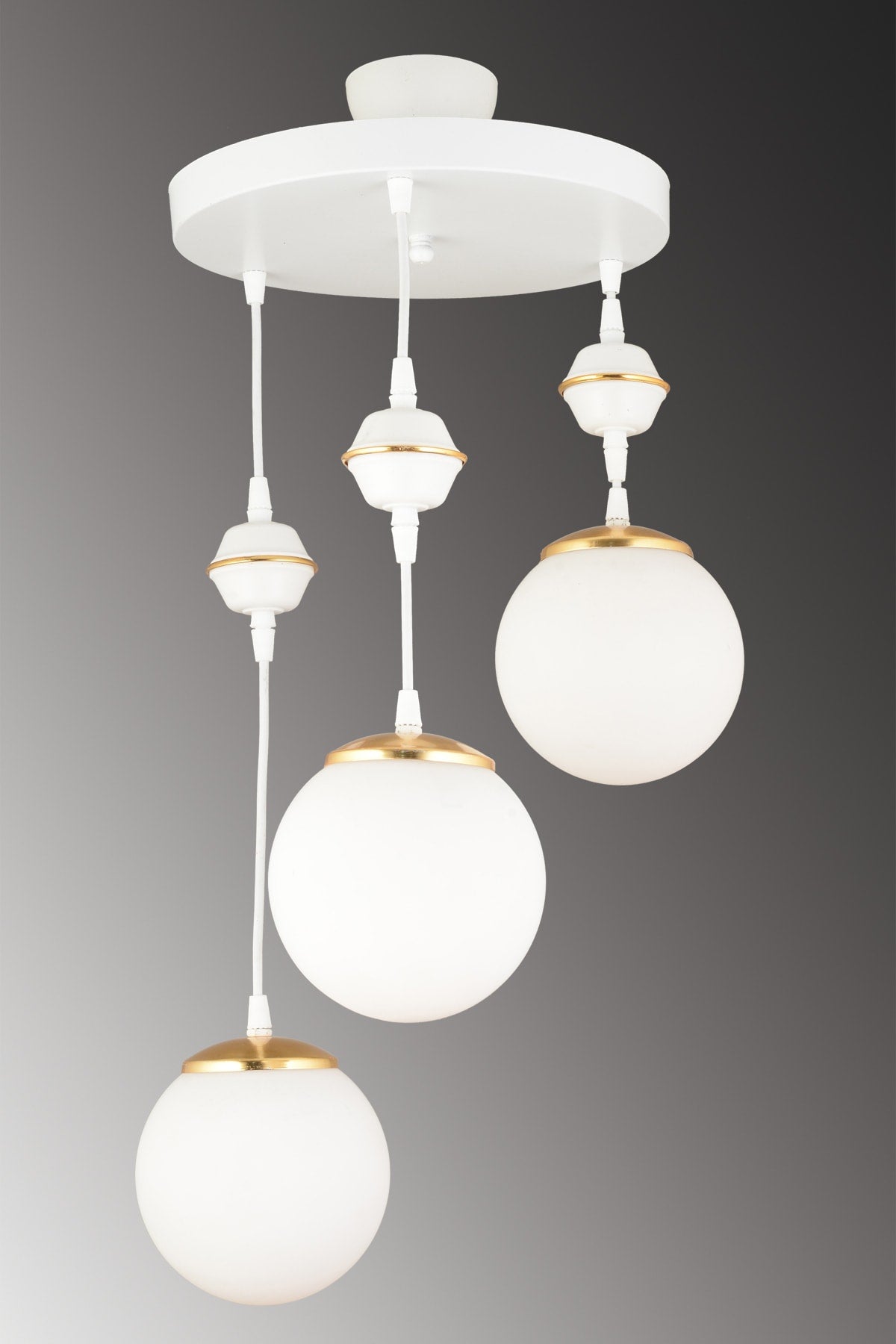 Pendant Lamp Tray White 3-Piece White Globe Glass Downward Facing Luxury Chandelier