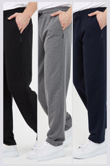 Black-anthracite-navy blue Men's Straight Leg Comfort Cut 3-Pack Sweatpants