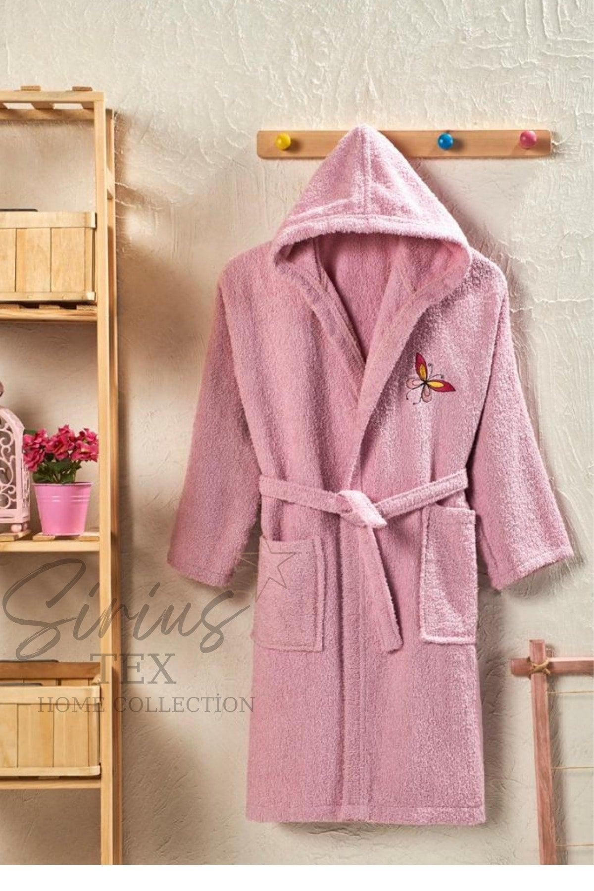 Curl Plain And Hooded Cotton Kids Bathrobe - Swordslife