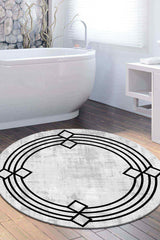 Punto Non-Slip Dot Base Washable Non-Slip (100x100) Round Bath Mat And Bathroom Rug - Swordslife