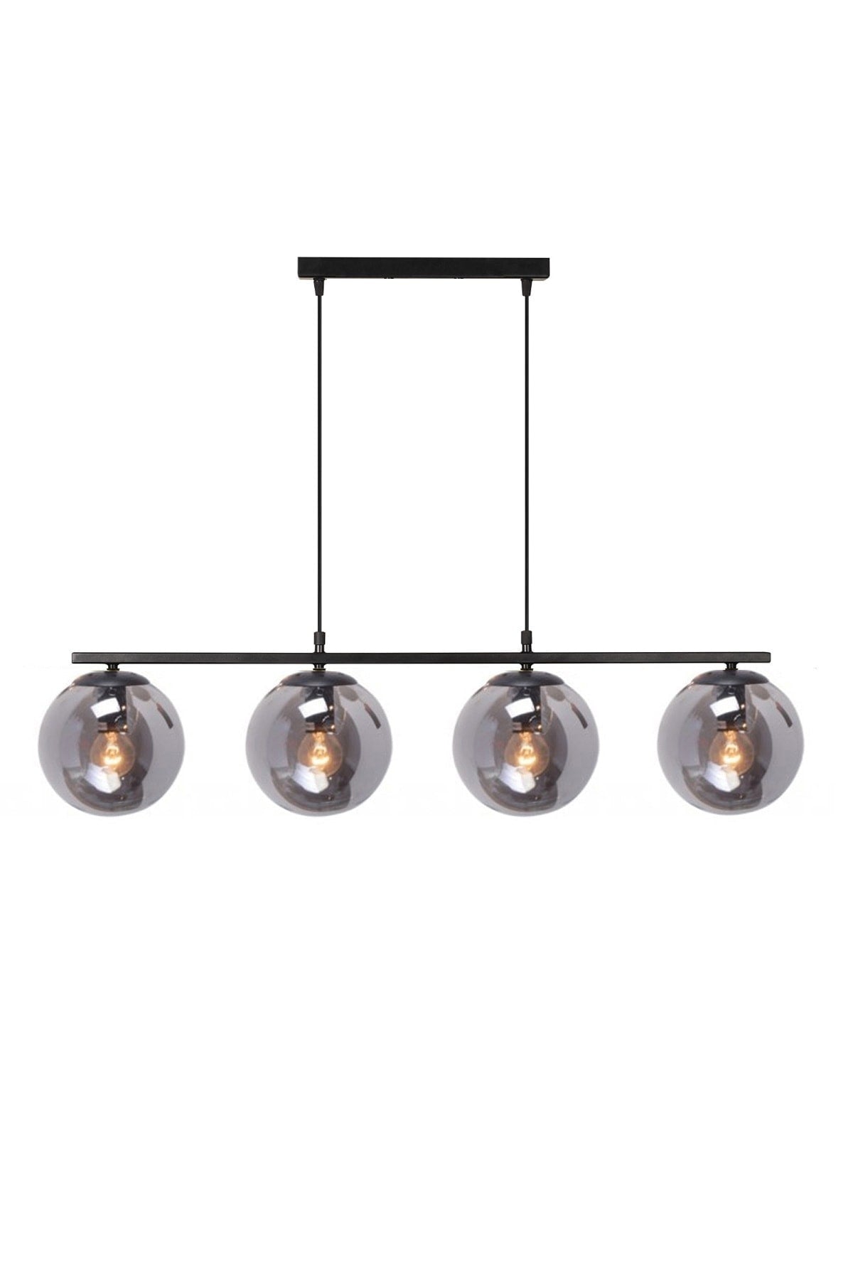 Modern Smoked Glop Glass Four in a Row Black Pendant Lamp Chandelier