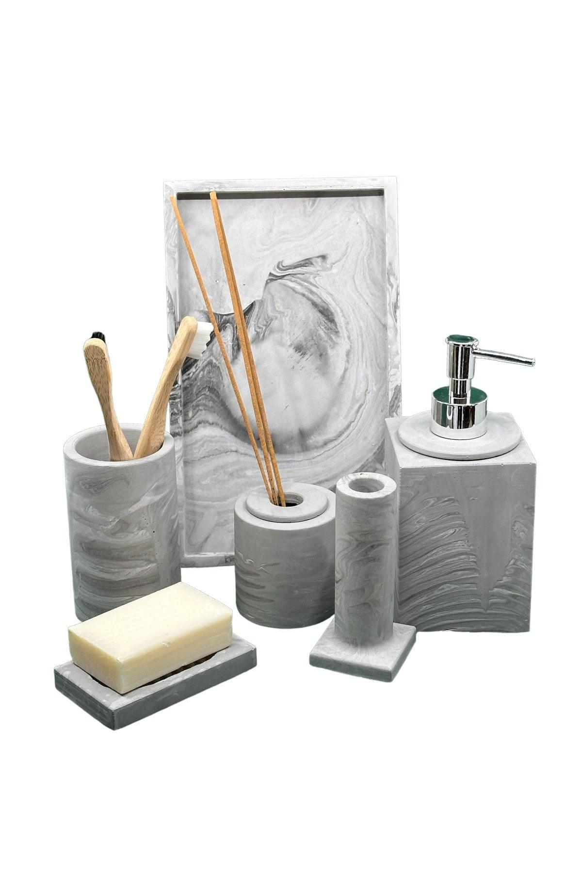 Anthracite Pattern Concrete Bathroom Set - Swordslife