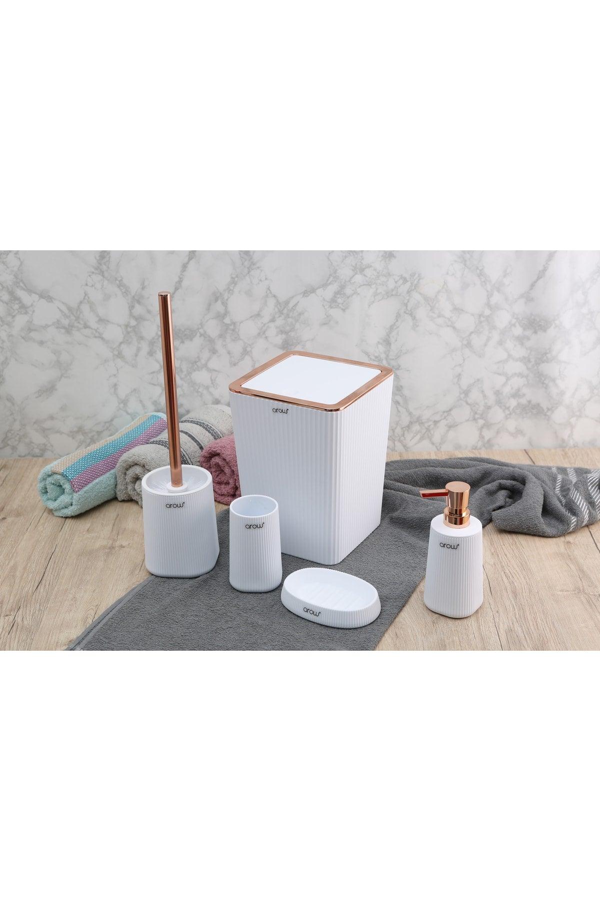 White Acrylic Striped Bathroom Set 5 Pieces Bathroom Set - Swordslife