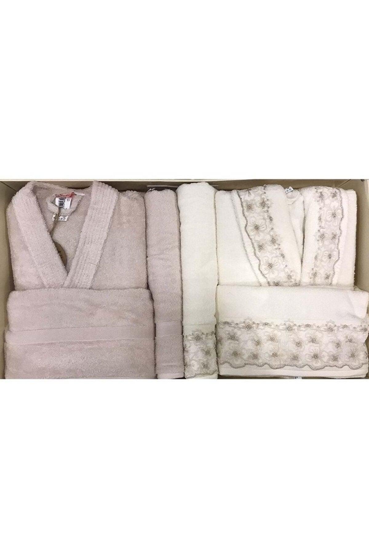 Cotton Family Bathrobe Set-Bougainvillea Cream- Beige - Swordslife