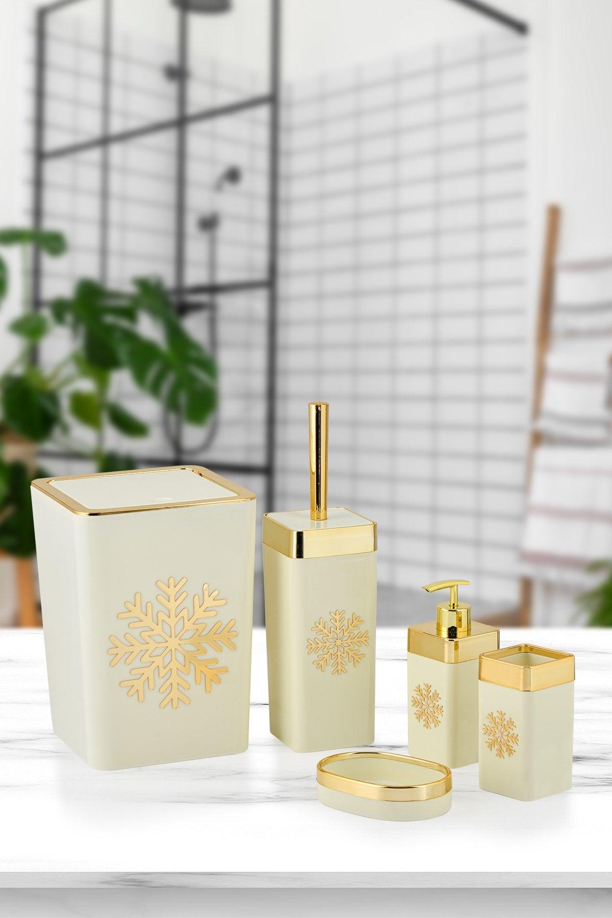 5 Piece Prestige Kar Square Gold Bathroom Set - Swordslife