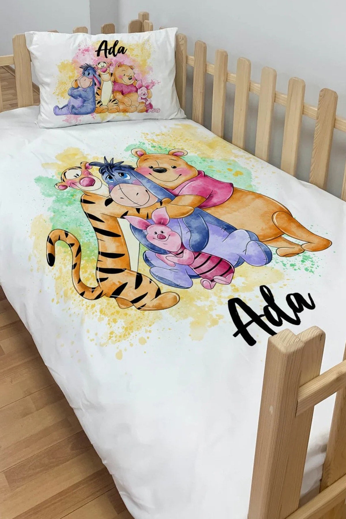 Custom Montessori Micro Satin Duvet Cover Set Winnie The Pooh