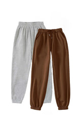 2-pack Jogger Sweatpants - Gray And Brown, Elastic Legs, High Waist Summer - Swordslife