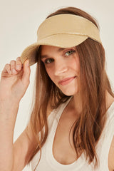 14063 Uv Protected Snakeskin Patterned Beige Colored Open Top Visor Hat
