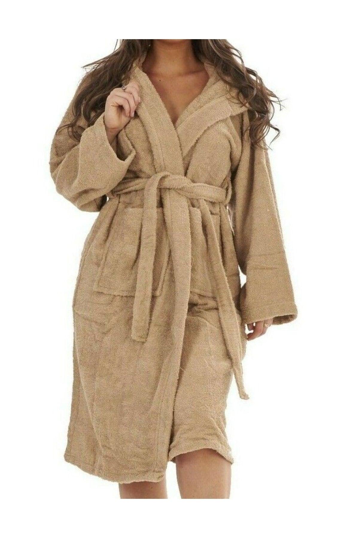 Cotton Milk Brown Hooded Bathrobe, Bathrobe Set/hooded Bathrobe (UNİSEX) - Swordslife