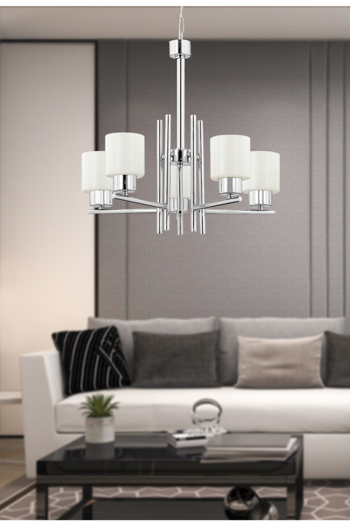 Odesa 5 Piece Chrome Plated Modern Bedroom Kitchen Living Room Chandelier