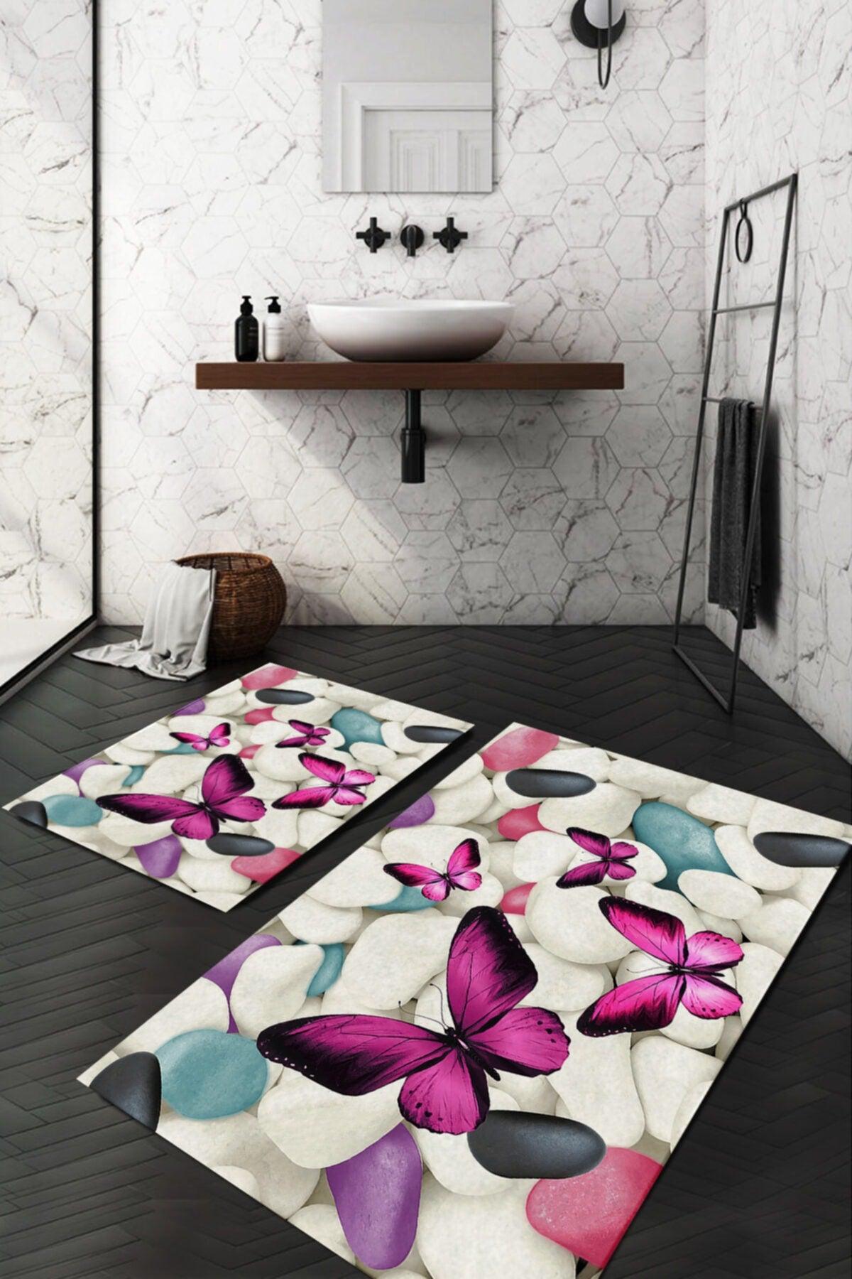 Butterfly Patterned Bath Mat Set - Swordslife