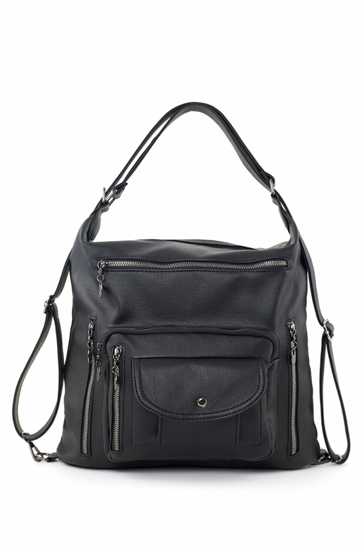 Women's Black Back And Hand Wash Leather Bag - Both Back and Shoulder Bag