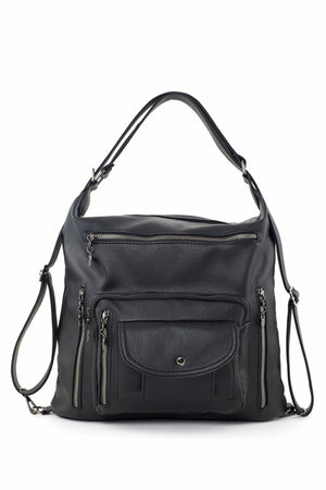 Women's Black Back And Hand Wash Leather Bag - Both Back and Shoulder Bag