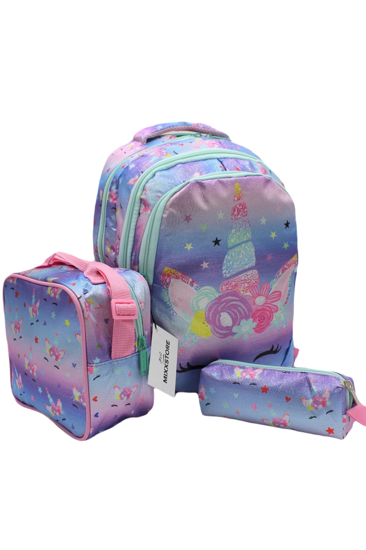 Master Pack Sim Unicorn Patterned Purple Color Baby Girl Backpack Primary School Bag With Food And Pencil Holder