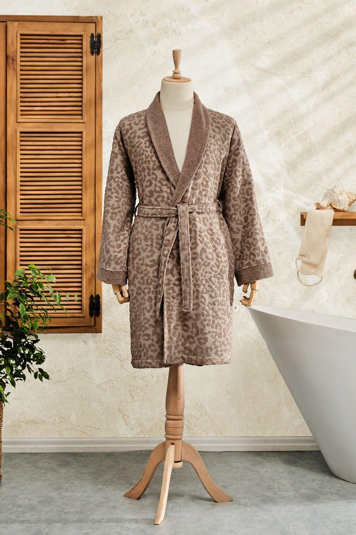 Karaca Leopard Brown 100% Cotton Bathrobe X/xl - Swordslife